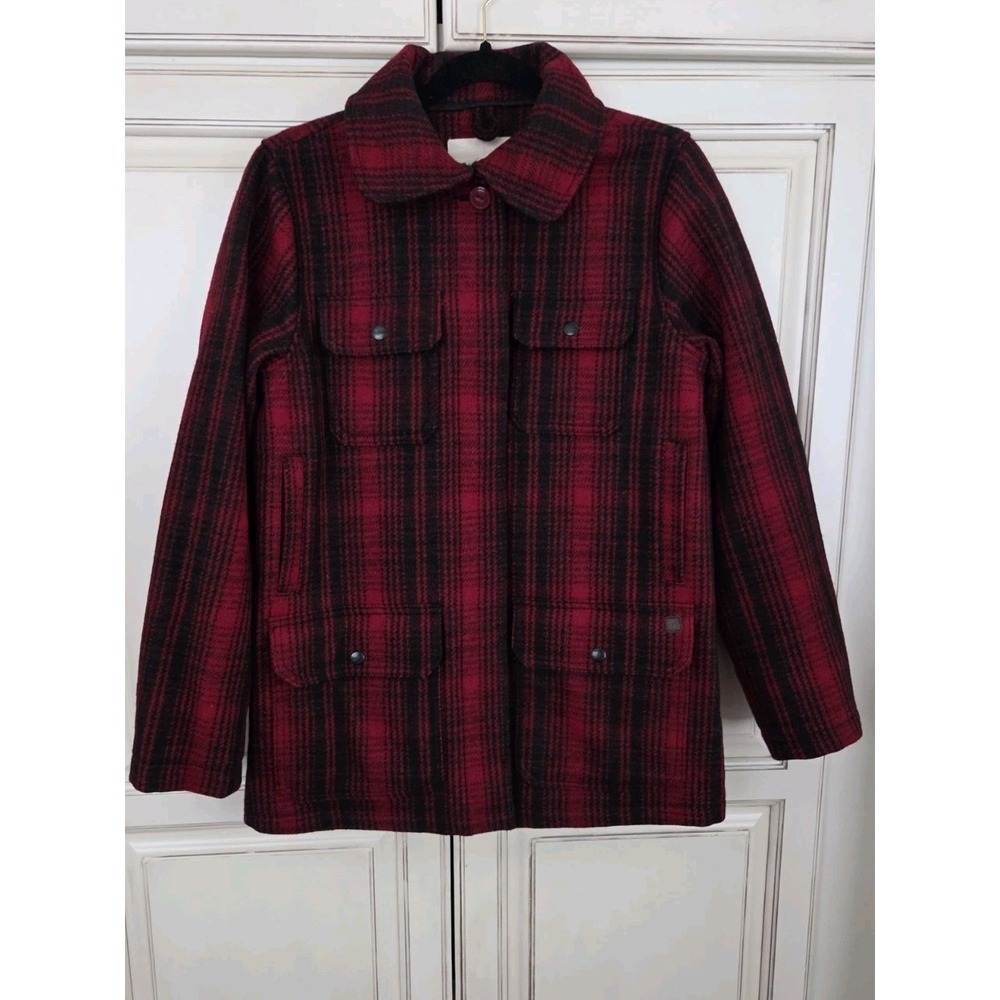 Vtg Woolrich Mackinaw Plaid Field Chore Jacket Coat Women's Sm Med Wool 80%